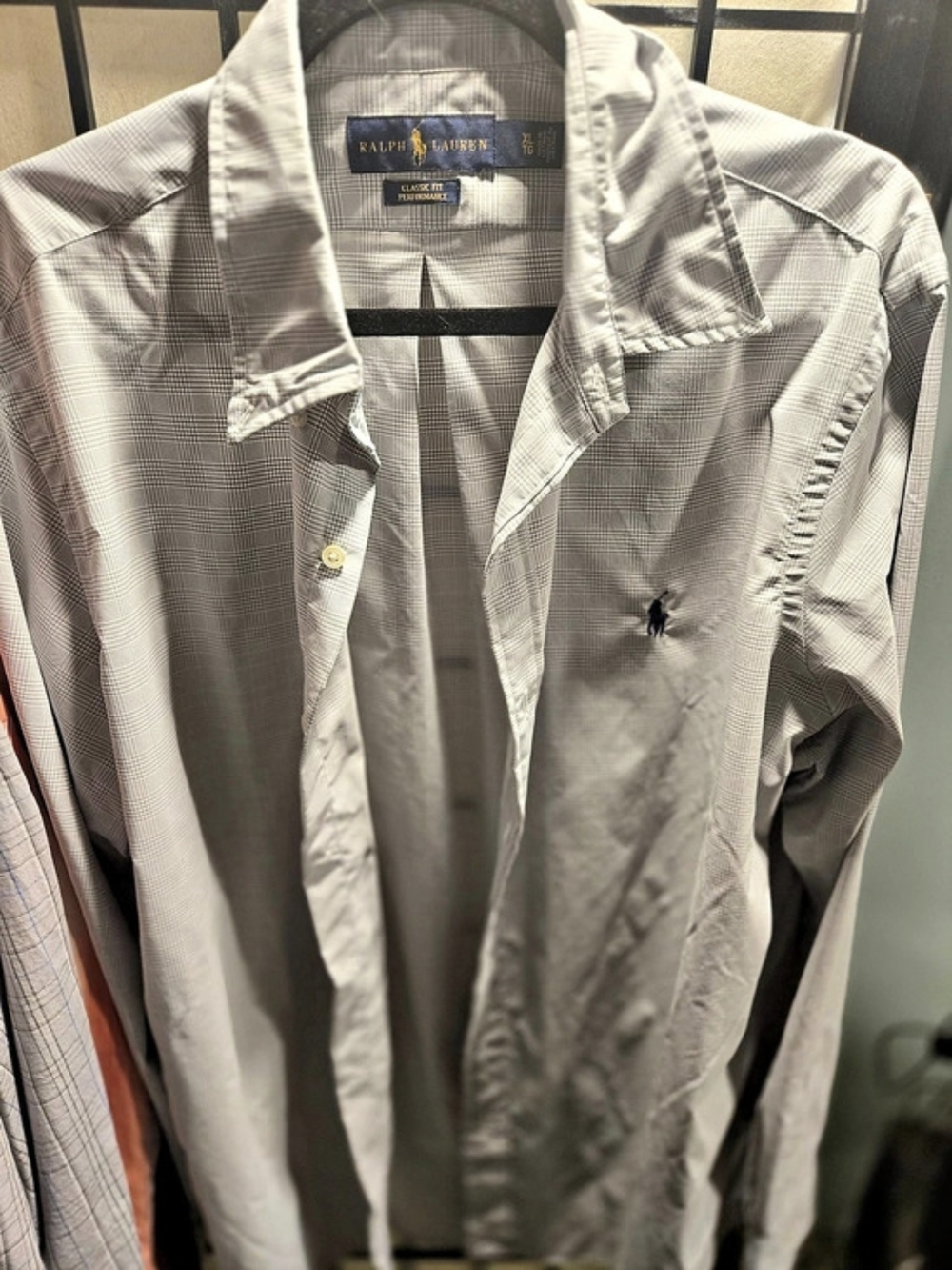 Ralph Lauren Classic Fit Performance Checkered Button Down Gray XL